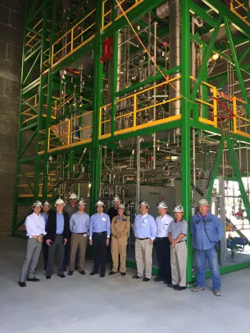 Recent visit to T-Cat8 unit in Silsbee, TX by Toyota Tsusho & Anellotech (Photo: Business Wire)