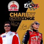 "Papa John," the Founder, Chairman and CEO of Papa John's Pizza, and Leah Pritchett, winner of two NHRA Top Fuel titles this year in her Papa John's Pizza Top Fuel dragster, will renew their on-track rivalry for charity on Saturday (March 18) during the NHRA Gatornationals in Gainesville, Florida. (Photo: Business Wire)