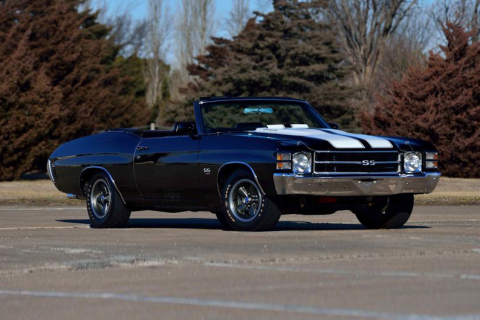 Lot #682 1971 Chevrolet Chevelle SS Convertible - Crossing the auction block at No Reserve, this is a rare and stunning example of an untouched, all-original, 31,000-original-mile convertible. There are no signs of any previous restoration, bodywork or panels ever being touched. It has almost every option available in 1971. It's finished in Tuxedo Black with black interior and black power top. The 454ci LS5 engine is mated to a Turbo 400 automatic transmission with F41 suspension and factory air conditioning. Other features include AM/FM radio, power steering, power disc brakes, glove-box light, ZL2 cowl induction, tachometer and gauge package, bucket seats and horseshoe shifter. (Photo: Business Wire)