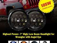 Re:NEW 7'' High/Low Beam Headlight for Wrangler & Angel Eye