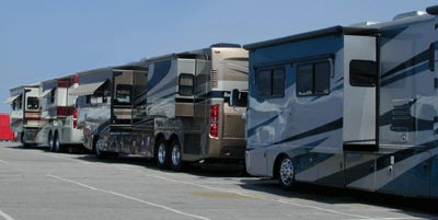 Row of new motorhomes