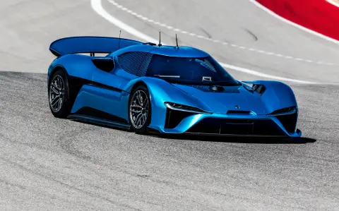 On February 23rd 2017, the NIO EP9 set the COTA track record with a time of 2 minutes 40.33 seconds and a top speed of 160 mph. On that same date, the NIO EP9 also beat the fastest lap time for a production car with a driver. The lap time clocked 2 minutes and 11.33 seconds and a top speed of 170 mph. (Photo: Business Wire)	