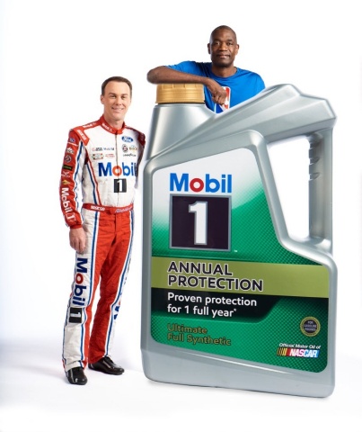 In the Mobil 1 Annual Protection campaign, Harvick and Mutombo star as the "Tremendously Odd Couple." (Photo: Business Wire)