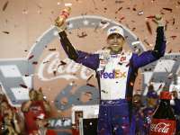 Polesitter Denny Hamlin overcomes chaos to win wild 2022 Coca-Cola 600